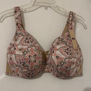 Cacique Paisley Print Bra in Pink and Tan